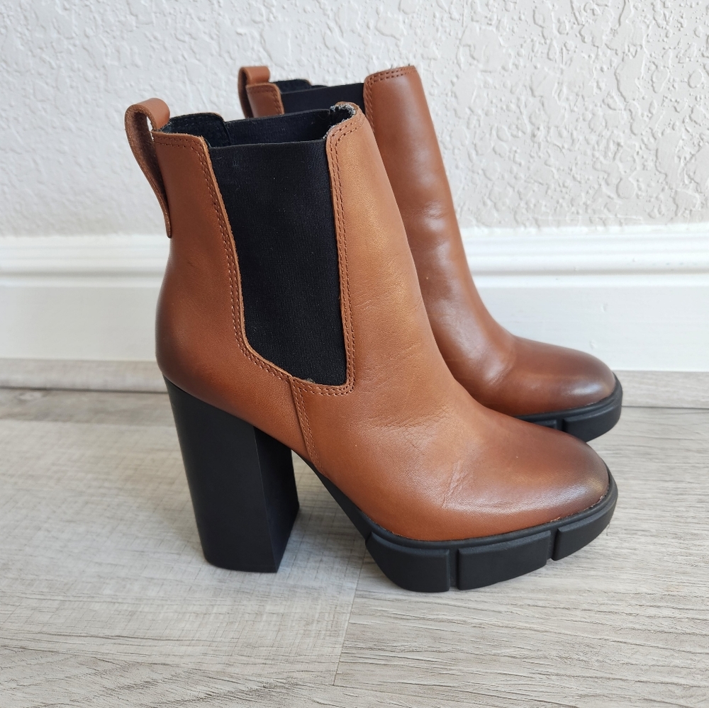 Steve Madden Revised Cognac Platform Leather Boot… - image 3